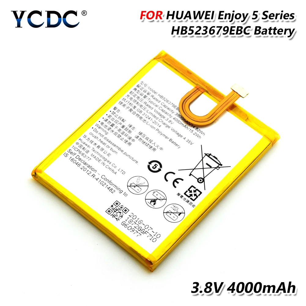 

3.8V 4000mAh HB526379EBC Phone Li-ion Battery For Huawei Enjoy 5 TIT-TL00/TIT-CL00/TIT-AL00/TIT-CL10/Y6 Pro/Honor 4C Pro TIT-L01