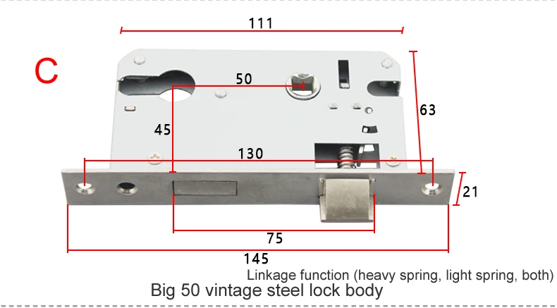 Большой корпус 50 замков, 5045 анти-замок, старомодный, тяжелая пружина, функция связи, длина 145, медь и сталь, материал