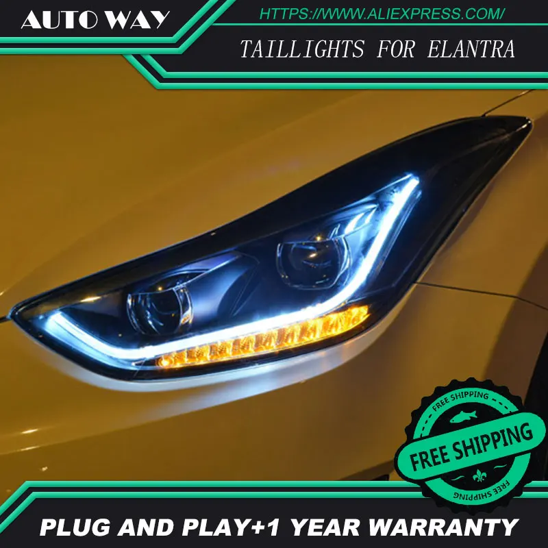 Автомобильный Стайлинг светодиодный HID Рио светодиодный Elantra фары корпус передней фары для автомобиля Hyundai Elantra 2012- bi-ксеноновая линзы ближнего и дальнего света