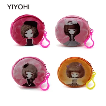 

YIYOHI Kawaii Cartoon Beautiful Gril 3D Print Children Plush Coin Purse Zip Change Purse Wallet Kids Girl Women Mini Bag Gift