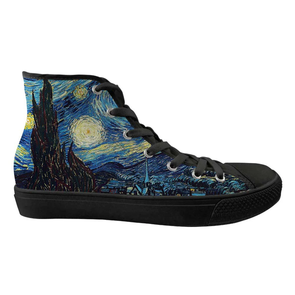 

Customized Fashion Men's Vulcanized Shoes Starry Night High Top Shoes Spring Comfort Flats Man Canvas Shoes Male Sneakers Boys