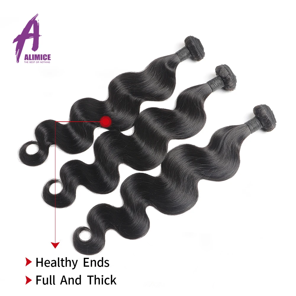 FREE FRONTAL Alimice Peruvian Body Wave Hair Bundles 3 Piecelot Peruvian Hair Weave Bundles Remy Human Hair Extensions 8-28  (6)