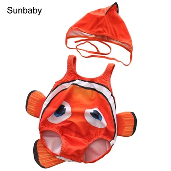 

SUNbaby Clown Fish baby swimwear 2pcs Cartoon Sleeveless Swim Suit for Boys Girls toddler swimwear for 0-2 year S0302
