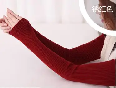 BELIARST новые зимние длинные шерстяные перчатки без пальцев горячий цвет можно настроить Аутентичные рукава - Цвет: Rusty red