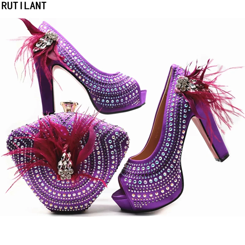 Dames Italiaanse Schoenen En Tas Set Versierd Met Strass Hoge Hak Schoenen Vrouwen Italiaanse Afrikaanse Party Pumps Schoenen En Tas sets Dames Italiaanse Schoenen En Tas Set Versierd Met Strass Hoge Hak Schoenen Vrouwen Italiaanse Afrikaanse Party Pumps Schoenen En Tas sets