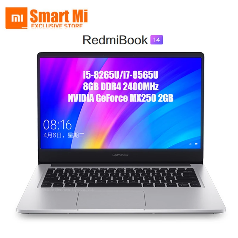 Ноутбук Xiaomi RedmiBook на английском языке, 14 дюймов, 14 дюймов, FHD, ультратонкий i5-8265U/i7-8565U, NVIDIA GeForce MX250, 8 Гб ram, SSD, четырехъядерный накопитель