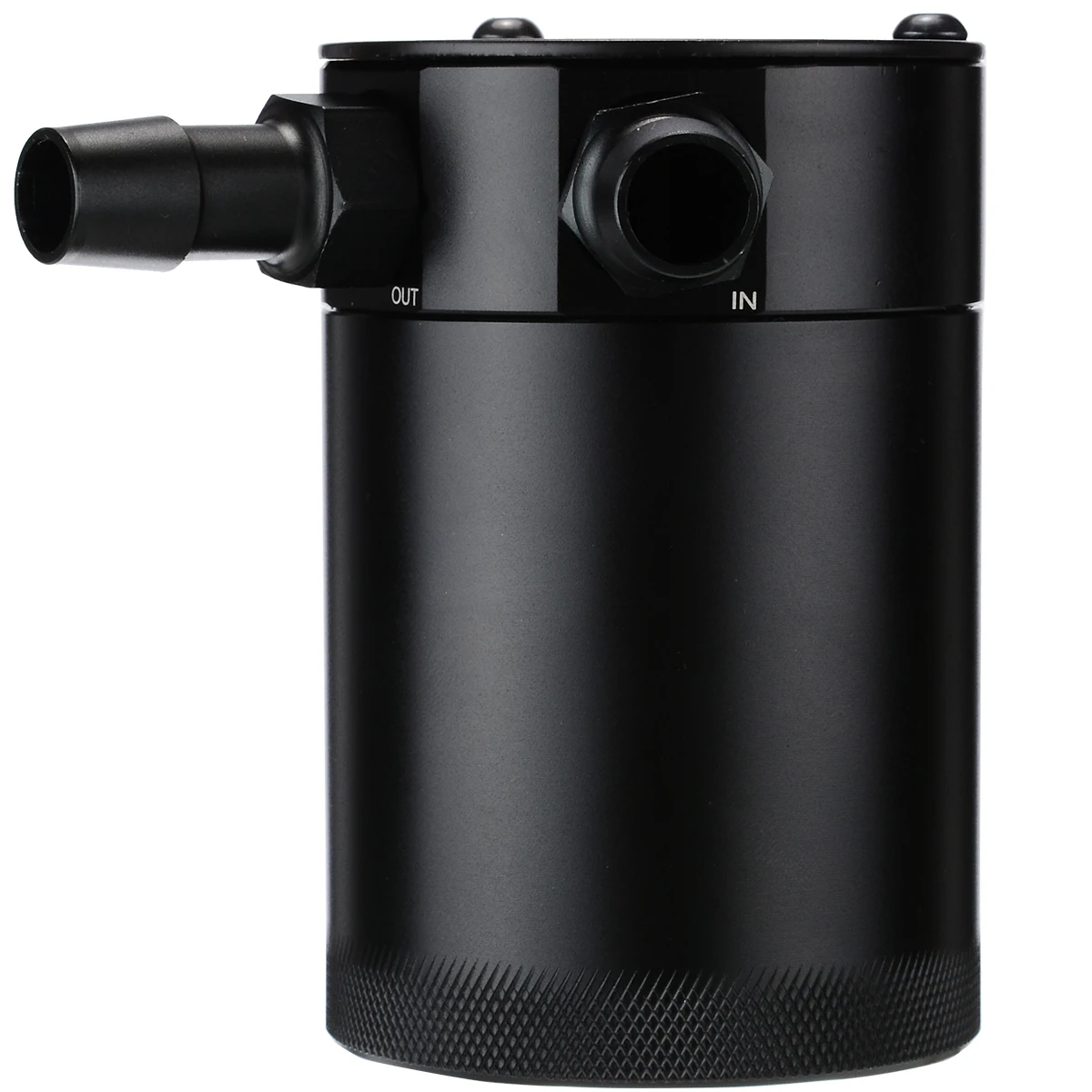 Mayit 2-Port Compact Baffled Oil Catch Can 3/8" NPT Inlet Outlet Universal Black Billet 6061 Aluminum Sealed Can