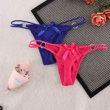 Сексуальное нижнее белье кружевные стринги с бантиком женские