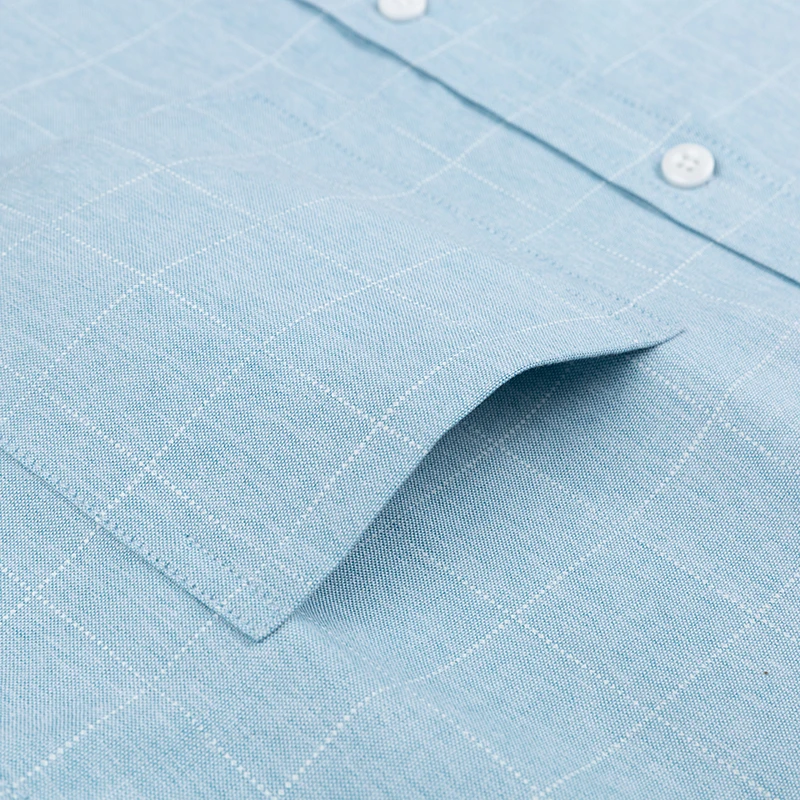 Cena Męska klasyczna, odporna na zmarszczki koszula z długimi rękawami, naszywka, kieszeń na piersi, formalna, biznesowa, dopasowana w kratę koszule w paski