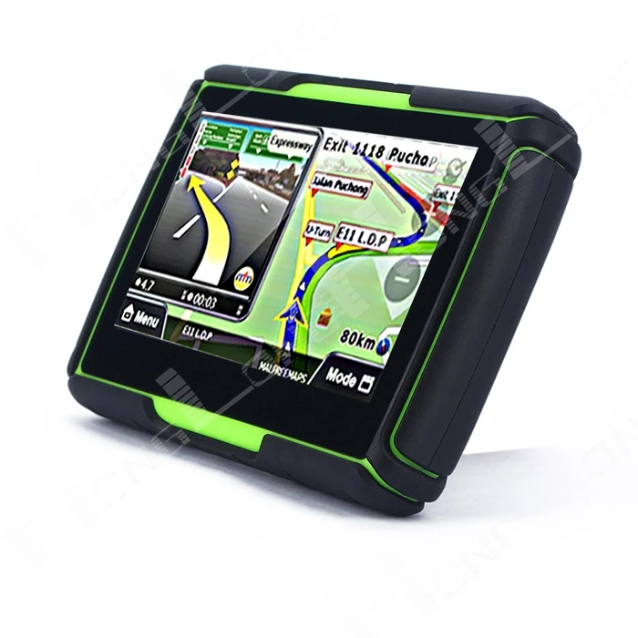 New Green 4 3 Waterproof Bluetooth Motorcycle GPS Navigation 4GB Flash Professional Maps Most Countries128M DDR