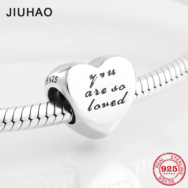 

Not alone you are so loved beads heart 925 Sterling Silver Fit Original Pandora Charm Bracelet Jewelry making 2018