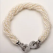 Женский браслет из натурального пресноводного жемчуга, 3-4 мм, модный браслет, вечерние/свадебные, корейская мода, многослойный жемчуг, пресноводный