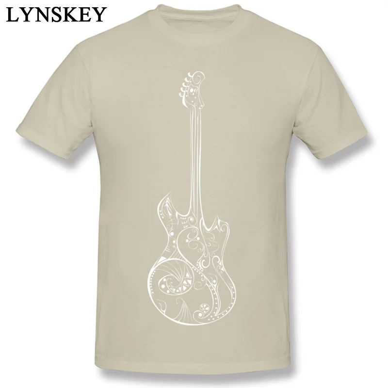 Newest Male T-Shirt Round Neck Summer Autumn Short Sleeve 100% Cotton Tops Shirt Love Music Guitar Street Tee-Shirts beige