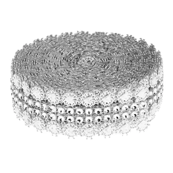 

5 Yards 1' Bling Diamond Mesh Wrap Ribbon Silver Rhinestones Mesh Tape Tulle DIY Craft Supplies for decorating wedding cakes
