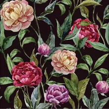 LEO& LIN большие цветы черный красный желтый шифон зеленый лист Красный Черный цифровая печать на ткани 50 см