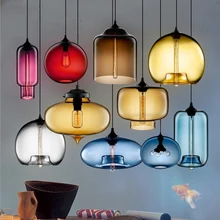 Простая Подвесная лампа из прозрачного стекла в Северной Европе для столовой, Подвесная лампа из прозрачного стекла