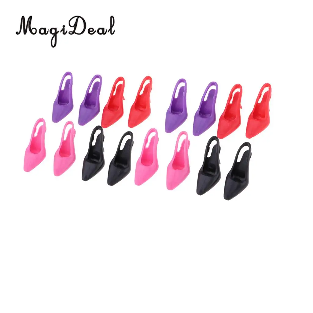 8 Pairs 1/6 Scale Miniature High Heel Shoes Furniture for Dolls House Room Woman Figures Accessory Decoration