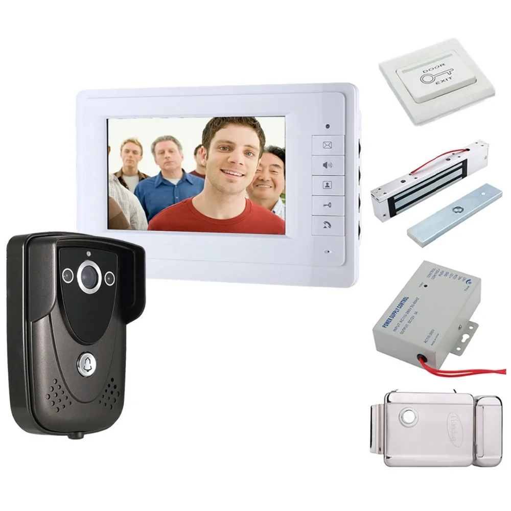 

Home Set Wired Color 7" TFT LCD Display 4-line Video Door Phone Doorbell Intercom System With IR Night Vision Camera Doorbell
