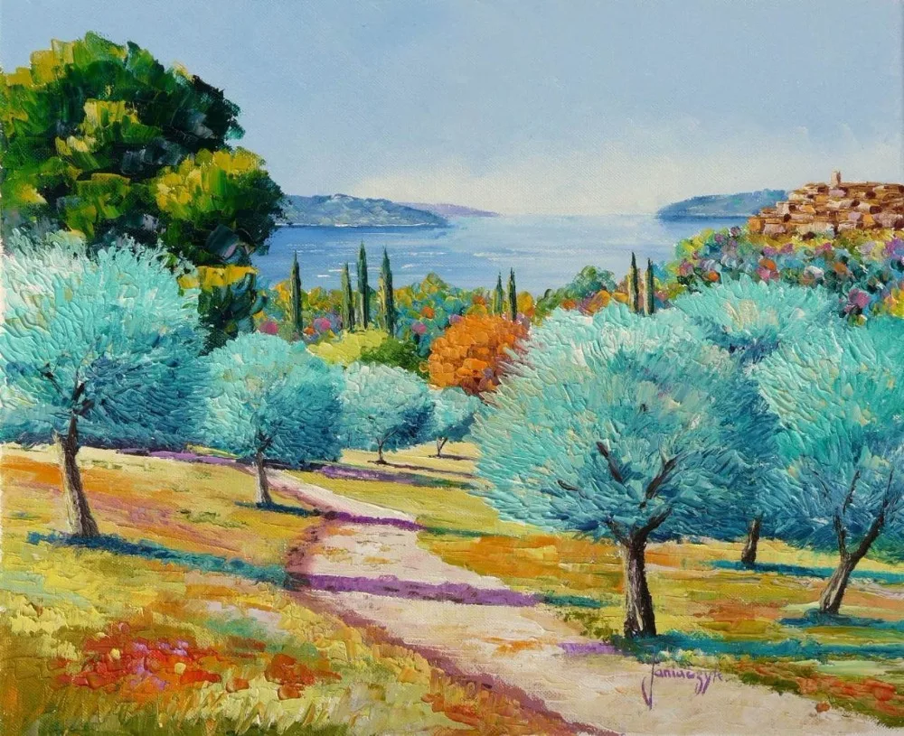 

High quality Oil painting Canvas Reproductions Mediterranean olive trees By Jean Marc Janiaczyk hand painted