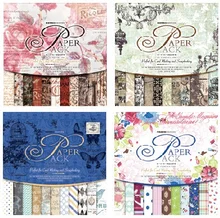

24sheets 12" DIY 4 style random send color gift wrapping paper creative papercraft with sticker scrapbooking kit set books