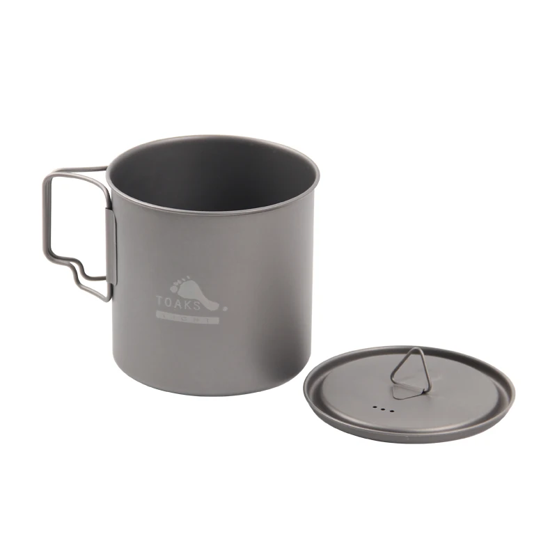 TOAKS POT-650-L Titanium Cup 650ML Outdoor Camping Lightweight Pot Picnic Cookware Set Pot Ultralight Titanium Pot
