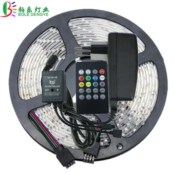 

5m 10m Music LED Strip Light SMD 2835 12V 60 leds/m Waterproof RGB Flexible Colorful LED Tape Ribbon String Lamp+Power Adapter