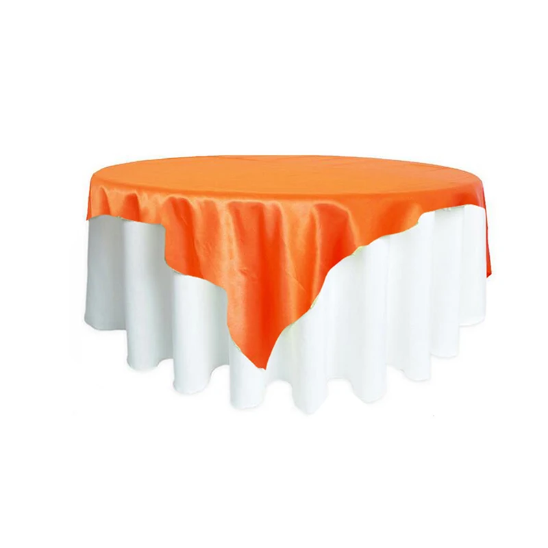 21 цвета Варианты 5" /72" квадратный Атлас наложения/12" круглая сатиновая Скатерть Обложка для Свадебная вечеринка Ресторан Банкетный Декор - Цвет: Coral orange