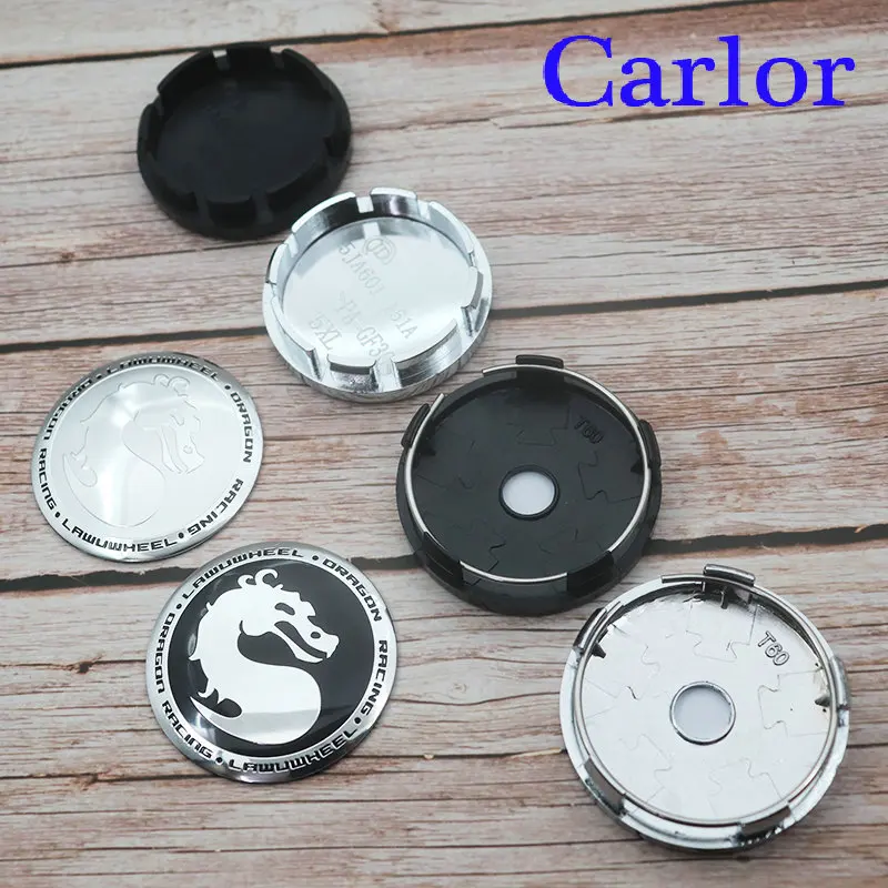 

4pcs 56mm 60mm newest Dragon logo car emblem Wheel Center Hub Cap auto Rim refit dust-proof badge covers sticker styling