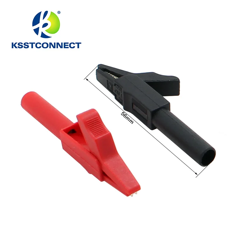 CC258 10 шт. Черный Красный изолированный тонкий зажим типа крокодил тестовый с