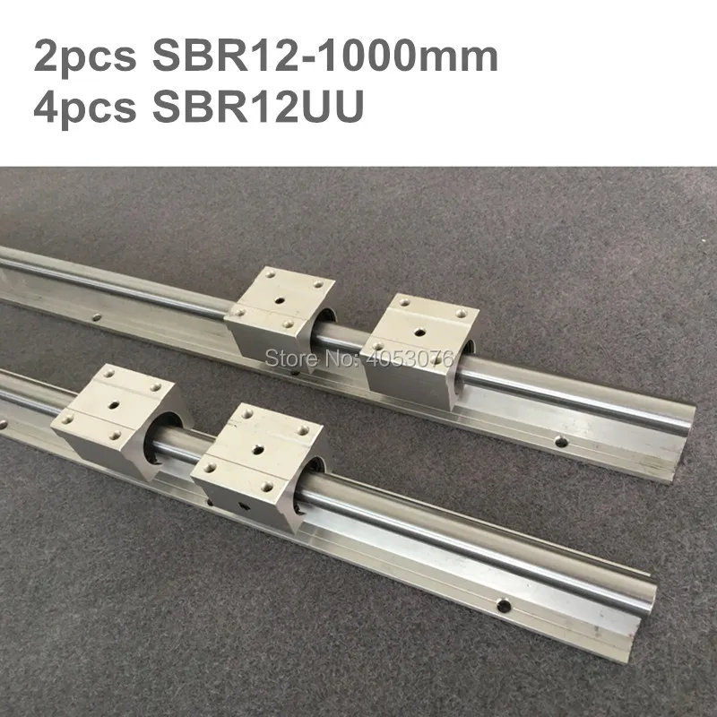 2Pcs SBR12-800mm 12mm Linear Slide Rail Shaft 4Pcs SBR12UU Bearing Block CNC