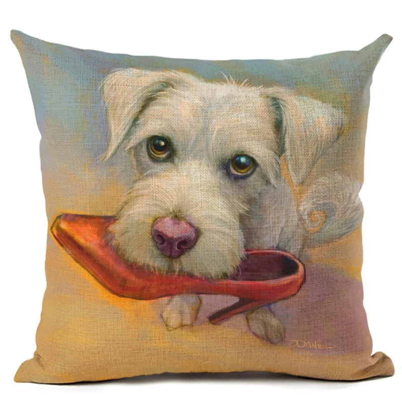 Lovely Puppy Dogs Linen Printed Animals Poodle Cushion Cover Decorative Throw Pillow Covers Beagle Pillowcases Home Decor Pillow Lovely Puppy Dogs Linen Printed Animals Poodle Cushion Cover Decorative Throw Pillow Covers Beagle Pillowcases Home Decor Pillow