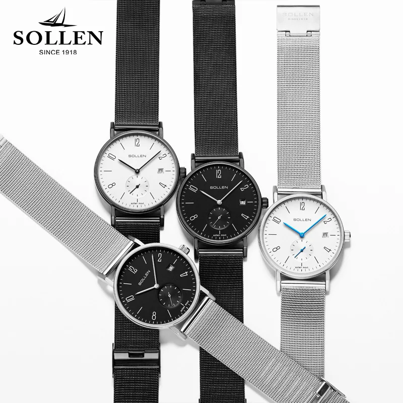 Relogio Masculino SOLLEN новые мужские часы брендовые деловые для мужчин ультра тонкий