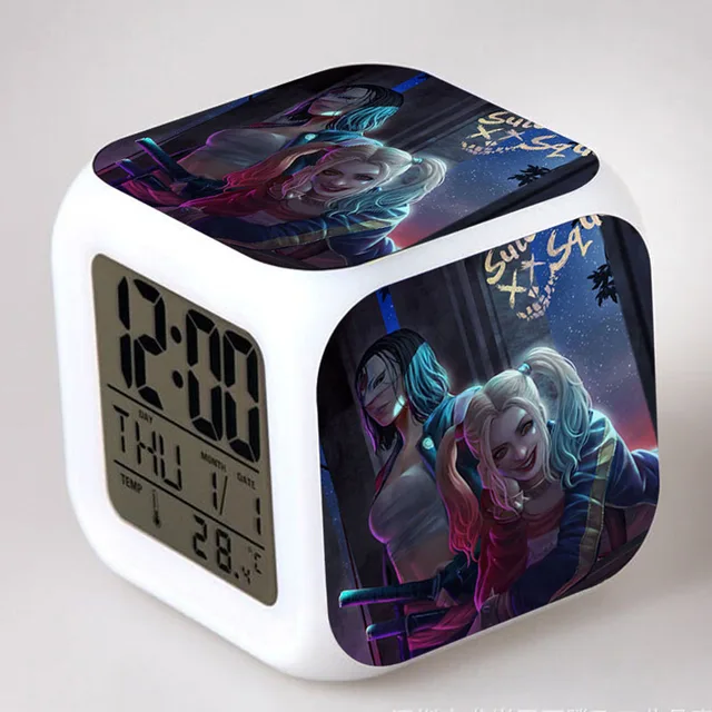 Suicide Squad LED Alarm Clock Harley Quinn Figurin Joker reloj