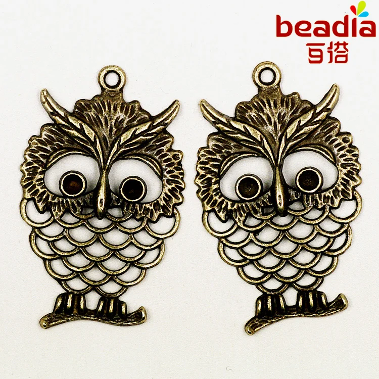 

Hot Fashion 2Pcs/lot Alloy Antique Bronze Tone 37*57mm Owl Charms Pendant For Necklace & Bracelet DIY Making