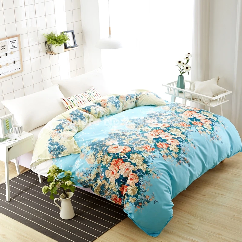 

Green Flower Printing Duvet Cover New Design Skin Care Cotton Quilt Cover for Bedding 150x200cm/180x220cm/200x230cm/220x240cm