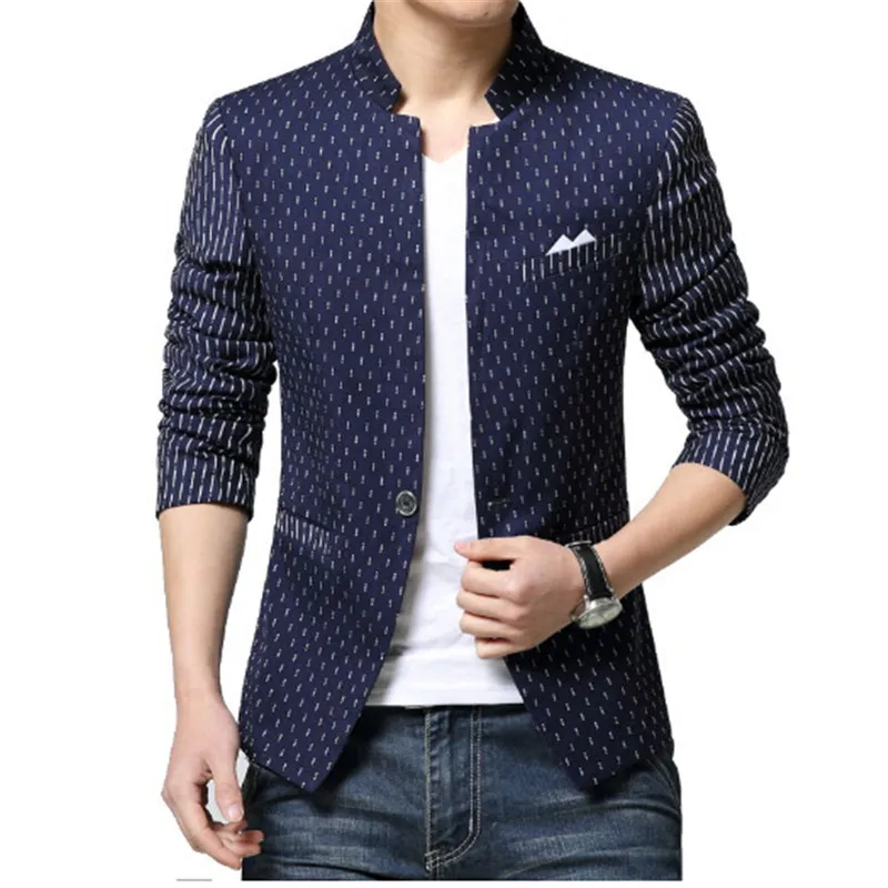 2016 New arrival Spring cotton Polyester Men Blazer printied Casual