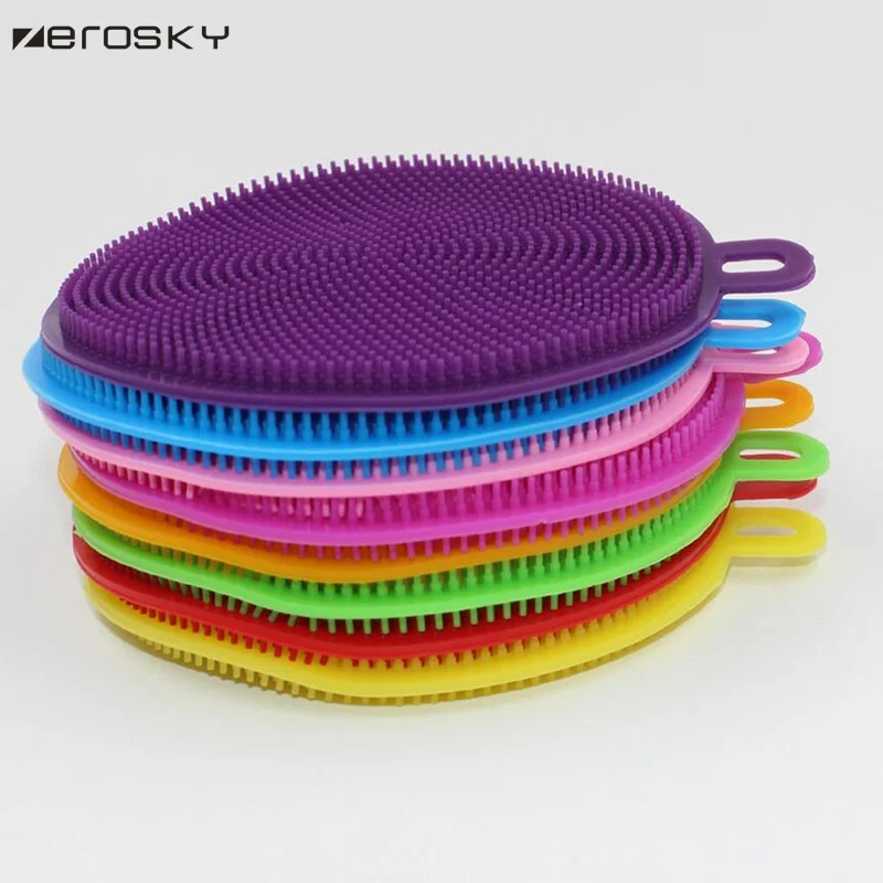 

Zerosky 1pcs Silicone Dish Washing Sponge Scrubber Kitchen Cleaning Antibacterial Tool Perfect to Clean Cooking Rack
