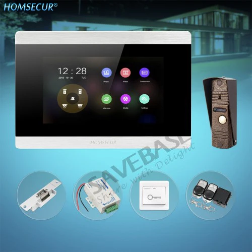 

HOMSECUR 4 Wire Video&Audio Home Intercom Electric Strike Lock Set Included BC011HD-C+BM715HD-S