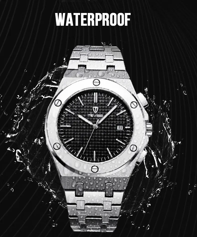 Tevise التلقائي ساعات آلية أعلى العلامة التجارية الفاخرة رجل الساعات الرياضة الذاتي لف الذهبي ساعة اليد للرجال Relogio Masculino