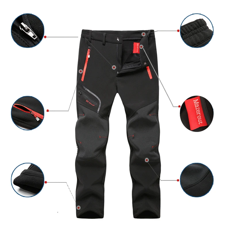 Los hombres de gran tamaño más tamaño de invierno suave de lana pantalones al aire libre de senderismo campamento de pesca subir senderismo esquí cálido pantalones de viaje envío gratis