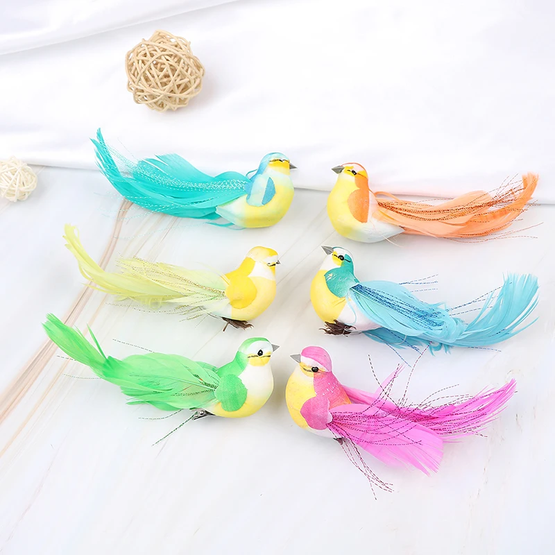 Cute Artificial Decoration Bird Model DIY Artificial Sparrow Colorful Mini Bird Foam Feather Tit Craft Birds Emulation