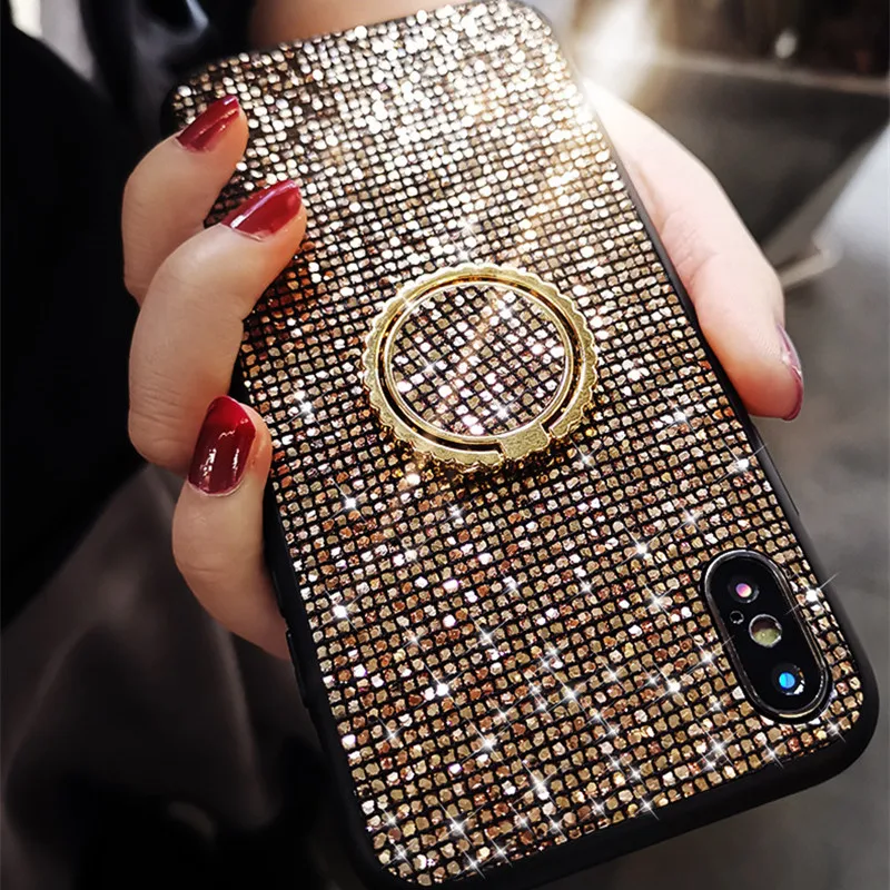 

Bling Glitter Diamond Ring bracket Case For iPhone X XR XS xsmax 8 plus case For iPhone 7 plus 6 6s Plus Cover Funda coque