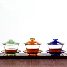 Полная ручной работы термостойкие Стекло Чай чаша кунг-фу Чай чашки разноцветные