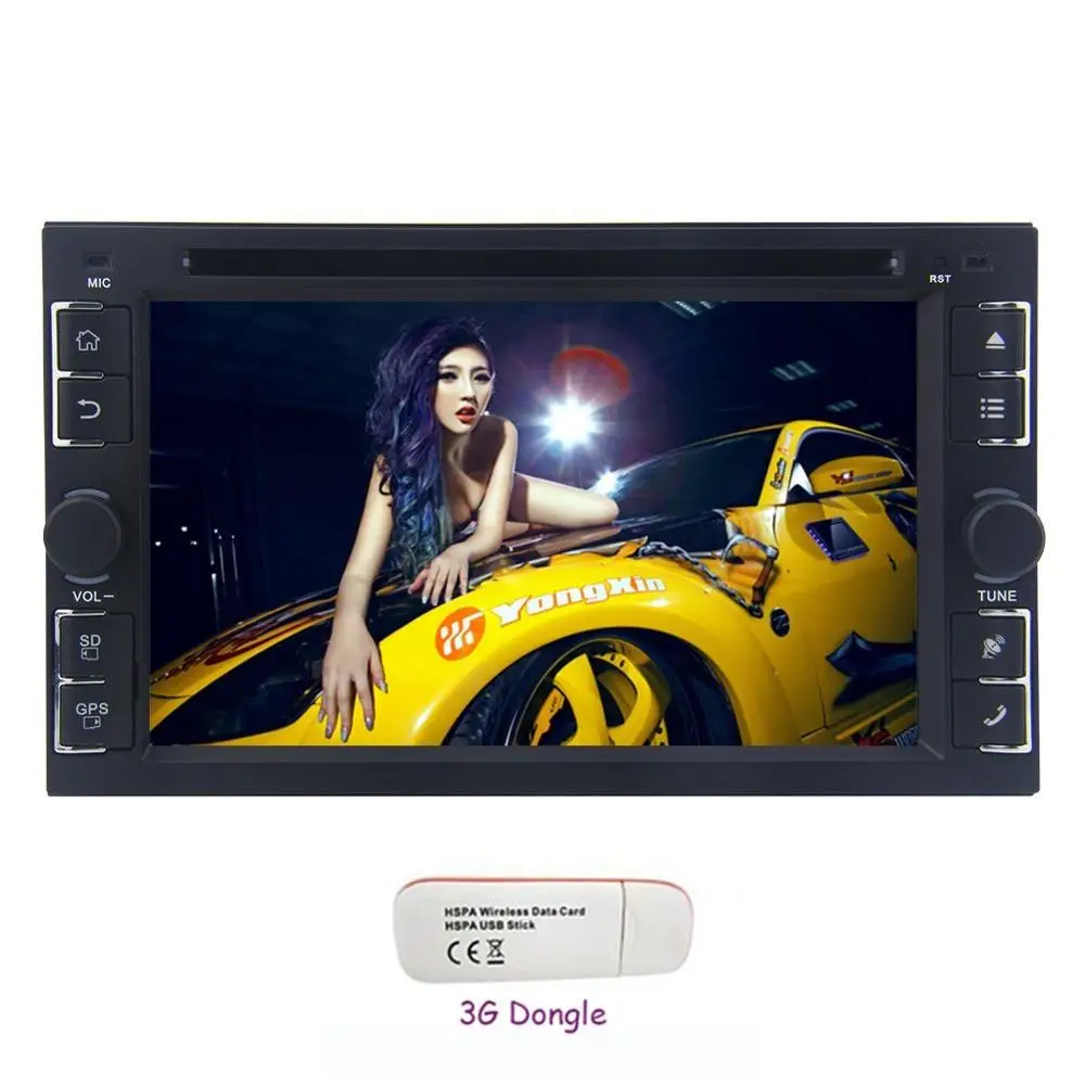 3G Dongle+Car Stereo Android 6.0 two Din Car DVD Player 6.2'' In dash GPS Navigation Support Bluetooth WiFi AM/FM Radio/OBD2/SWC