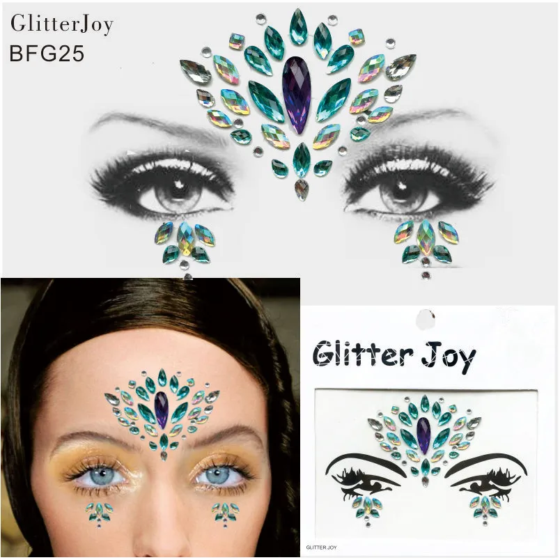 BFG25 1Pc High Quality Resin Face Jewel Self Adhesive Rhinestones