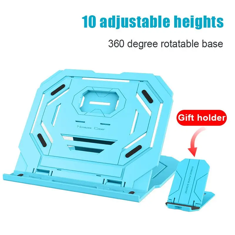 

Laptop Cooling Stand, Foldable Notebook Radiator 360 Degree Rotating Cooler Pad 10-Angle Laptop Bracket Phone Holder