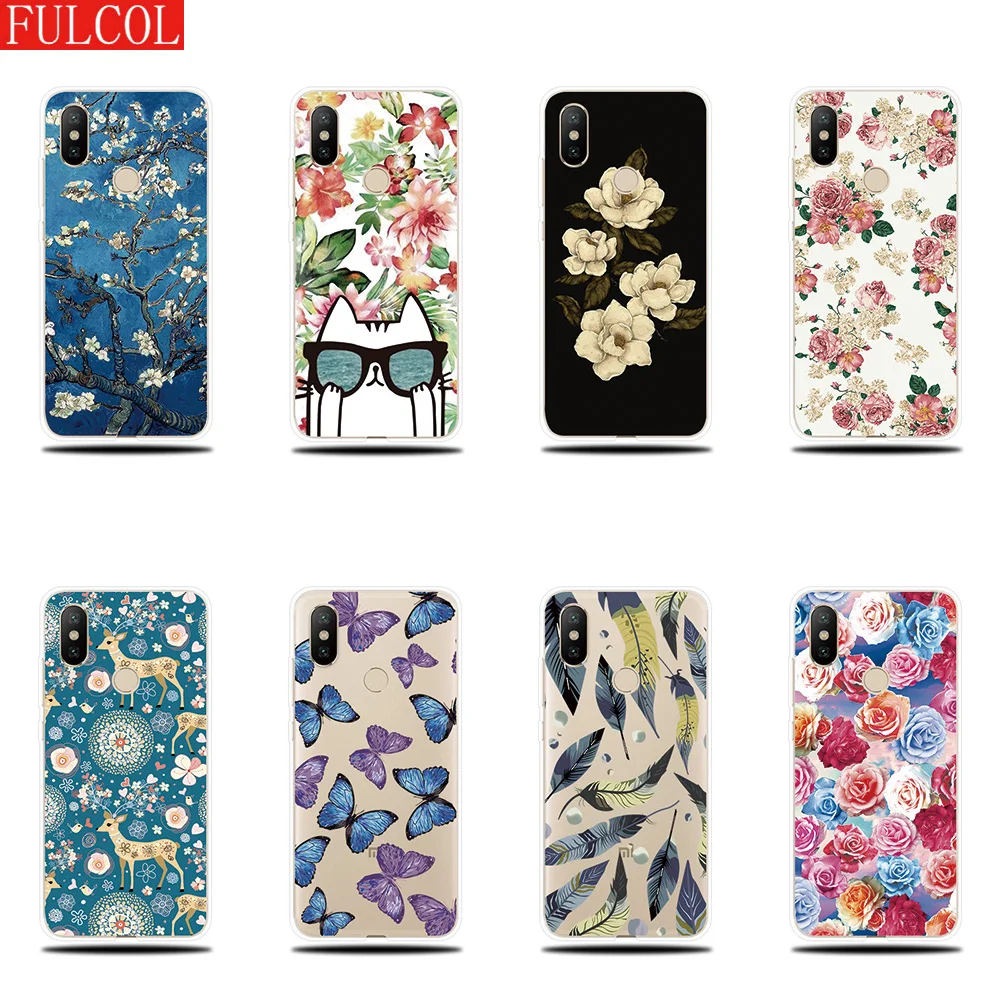

Silicone case For Xiaomi Mi 5X A1 A2 6 6X Note 3 Cover Flower Pattern Shell For Mi 8 X SE Lite Pro Mix 2 S 3 Pocophone F1 Case