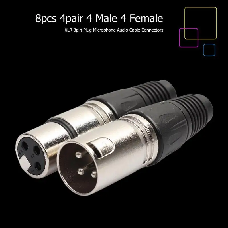 8 шт. 4 мужчин 4 женщин XLR 3 pin разъем микрофонный аудиокабель провода разъемы для DIY кабель