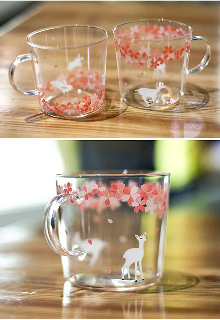 Свежие стеклянные чашки ручной работы красочные кролик или кошка или олень стиль утренние кружки с ручкой SH100