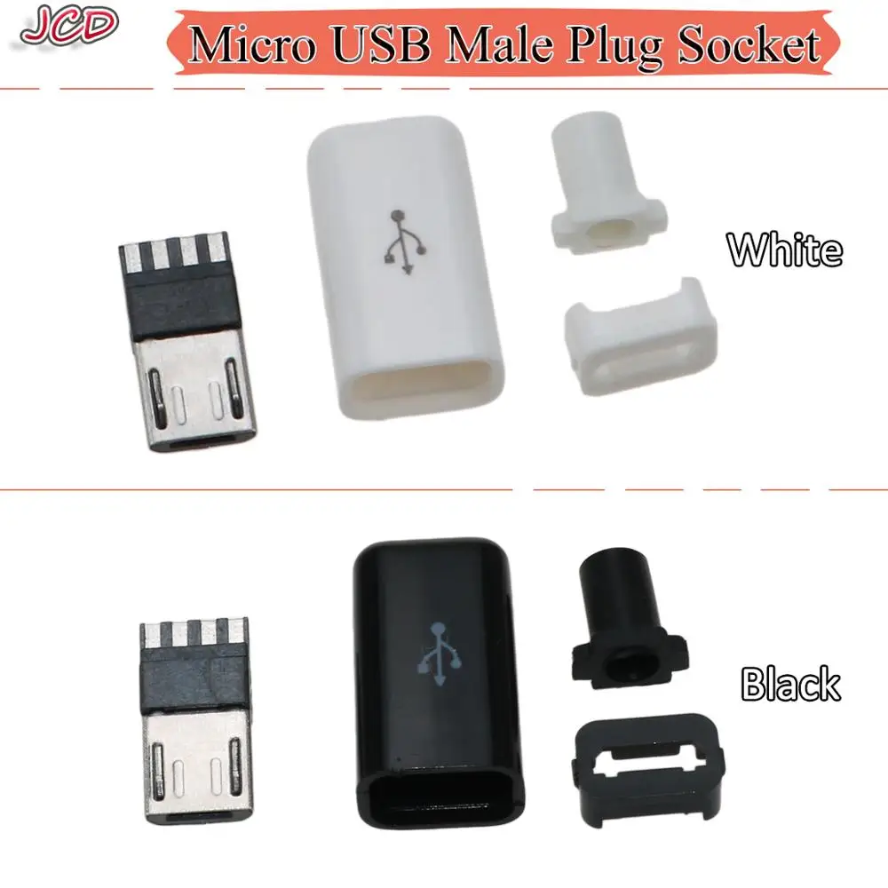 

JCD New DIY Micro USB 5 Pin Male Plug Socket Connector&Plastic Cover Solder Micro Mount Assembly Replacement Connector Cable